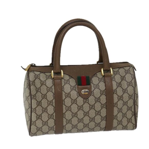 GUCCI GG Supreme Web Sherry Line Hand Bag PVC Beige Red - Picture 1 of 16